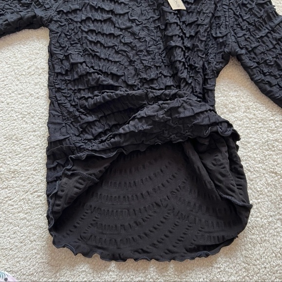 Haystack Waffle Textured Top Black 3/4 Sleeves V-neck Women's Size M - Picture 9 of 16